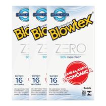 Kit 3 Preservativos Blowtex Zero 16 unidades