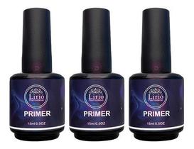 Kit 3 Primer Lirió Unhas Gel Acrigel Fibra Led Uv Porcelana