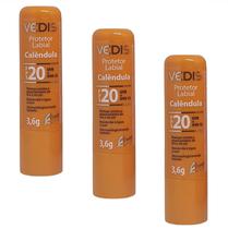 Kit 3 Protetor Labial Calêndula Fps 20 Uvb + Uva - Vedis