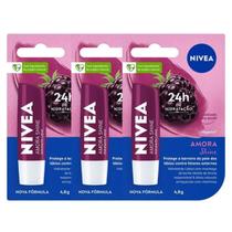 Kit 3 Protetor Labial Nivea Amora Shine Hidratante 4,8g Kit 3 Protetor Labial Nivea Amora Shine Hidratante 4,8g
