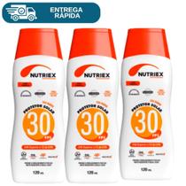 Kit 3 Protetor Solar Fps 30 120ml Nutriex 1/3 UVA UVB Bloqueador Solar Fator 30 Proteção Raios Solar
