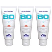 Kit 3 Protetor Solar FPS 80 Corpo E Rosto Bloqueador Profissional 120g Mavaro