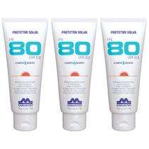 Kit 3 Protetor Solar FPS 80 Corpo E Rosto Bloqueador Profissional 120g Mavaro