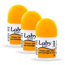 Kit 3 Protetor Solar Labial Laby FPS 8 Manteiga de Cacau com 3,2g