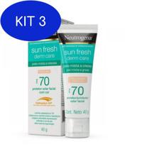 Kit 3 Protetor Solar Neutrogena Sun Fresh Derm Care Pele