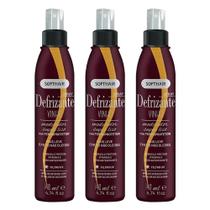 Kit 3 Protetor Térmico para Cabelo Defrizante Liso Termoprotetor Anti Frizz Spray Vinho Soft Hair 140ml