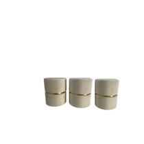 Kit 3 Puff Cinta para quarto ou sala de estar redondo moderno - Palha Suede