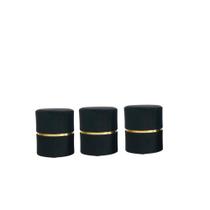 Kit 3 Puff Cinta para sala de estar ou quarto redondo moderno - Preto Suede