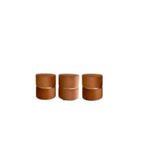 Kit 3 Puff Cinta para sala de estar ou quarto redondo moderno - Terracota Suede