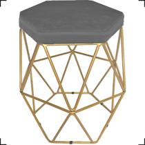 Kit 3 Puff Decorativos Para Sala Hexagonal Aramado Base Bronze/Dourada/Preta Suede Cores - Clique E Decore