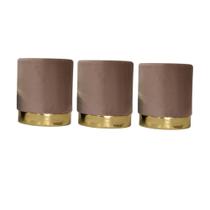 Kit 3 Puff redondo moderno com detalhe no rodapé para quarto ou sala de estar - Rosê Suede Kit 3 Puff redondo moderno com detalhe no rodapé para quarto ou sala de estar - Rosê Suede