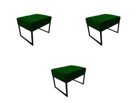 Kit 3 Puffs Base Aluminio Tommy Sued Grafite - Kimi Design