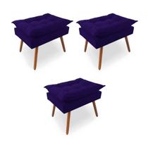 Kit 3 Puffs Decorativos Quadrados Opala Pés Palito Tecido Suede Azul Marinho Kimi Decor Kit 3 Puffs Decorativos Quadrados Opala Pés Palito Tecido Suede Azul Marinho Kimi Decor