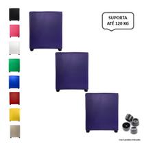 Kit 3 Pufs Puff Banqueta Quadrado Decorativo Casa