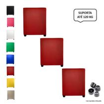 Kit 3 Pufs Puff Banqueta Quadrado Decorativo Casa