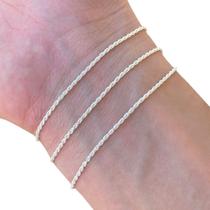 Kit 3 Pulseira Feminina de Prata 925 Legítima Cordão Baiano