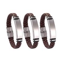 Kit 3 Pulseira Masculina Em Silicone Couro Sitético E Aço Inoxidável Kit 3 Pulseira Masculina Em Silicone Couro Sitético E Aço Inoxidável