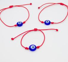 kit 3 pulseiras cabala kabbalah olho grego familia