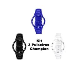 Kit 3 Pulseiras Champion Troca Pulseira Coloridas