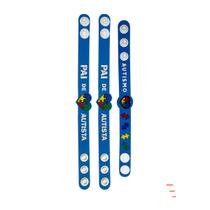 Kit 3 Pulseiras de Silicone Quebra-Cabeça Autismo Família Pai e Mãe de Autista Kit 3 Pulseiras de Silicone Quebra-Cabeça Autismo Família Pai e Mãe de Autista