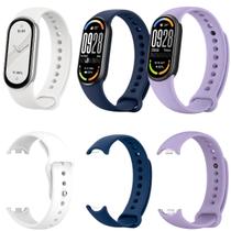Kit 3 Pulseiras Mi Band 10 9 8 Compativel Silicone Premium Cor:KIT6 - Cinza Escuro/ Azul Marinho/ Preto
