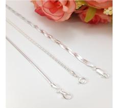 Kit 3 Pulseiras Pipoca Rabo Rato 3 Fios Prata Legítima 925 Kit 3 Pulseiras Pipoca Rabo Rato 3 Fios Prata Legítima 925