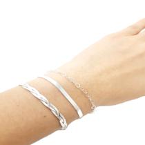 Kit 3 Pulseiras Prata Legítima 925 Kit 3 Pulseiras Prata Legítima 925