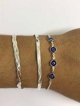 Kit 3 Pulseiras Prata Legítima Fio Laminada Olho Grego Kit 3 Pulseiras Prata Legítima Fio Laminada Olho Grego