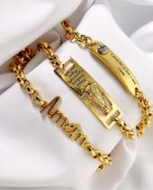 Kit 3 Pulseiras religiosa Banhada A Ouro 18k