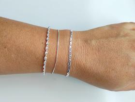 Kit 3 Pulseiras Torcida Veneziana E Piastrine De Prata 925