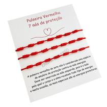 Kit 3 Pulseiras Vermelhas 7 Nós Kabbalah Proteção Contra Más Energias Ajustável Unissex