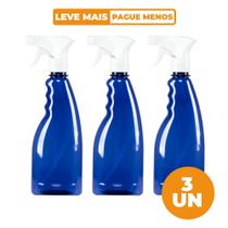 Kit 3 Pulverizador Manual Borrifador Spray Azul 500ml SuperPro
