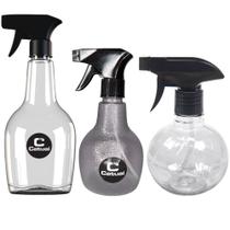 Kit 3 Pulverizadores Transparentes com Borrifador Spray Kit 3 Pulverizadores Transparentes com Borrifador Spray