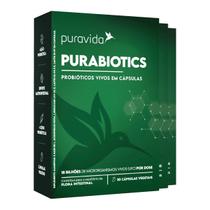 Kit 3 Purabiotics 30 Cáps 18 Bilhões Probióticos Puravida Flora Intestinal