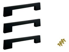 Kit 3 Puxador 128mm Móveis Gaveta Porta Armário Roupeiro - Preto - Alça / Londres Kit 3 Puxador 128mm Móveis Gaveta Porta Armário Roupeiro - Preto - Alça / Londres