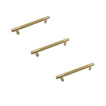 Kit 3 puxador moveis zigrinato il1580 128mm dourado fosco