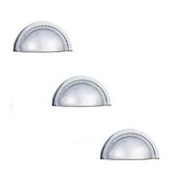 Kit 3 Puxador Shell 48Mm Zen Cromado Zp4319.1 Concha