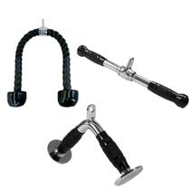 Kit 3 Puxadores Triceps Pulley (Corda + Barra Reta + Barra V Fixa) Kit 3 Puxadores Triceps Pulley (Corda + Barra Reta + Barra V Fixa)