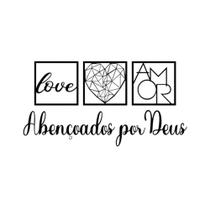 Kit 3 Quadrinhos de MDF Love, Coração e Amor + Frase "Abençoados por Deus"