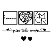 Kit 3 Quadro Cabeceira Amor Frase Para Todo Sempre MDF 30x30