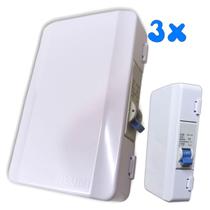 Kit 3 Quadro Caixa Sobrepor Parafusar com Disjuntor 25a Ar Condicionado Motor Portão