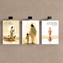 Kit 3 - Quadro Cristão Gospel Jesus Evangélica Mdf Tratado