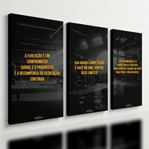 Kit 3 Quadro Decorativo Academia Motivacional Quarto Gym