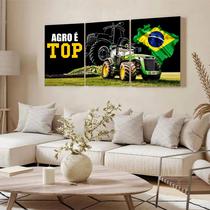 Kit 3 Quadro Decorativo Agro É Top Trator Brasil 60x30cm