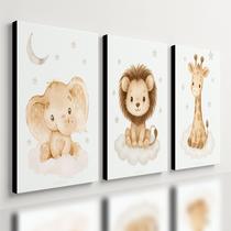 Kit 3 Quadro Decorativo Animais Fofos Quarto Infantil Bebê 40x28 Kit 3 Quadro Decorativo Animais Fofos Quarto Infantil Bebê 40x28