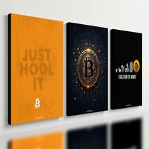 Kit 3 Quadro Decorativo Bitcoin Cripto Moeda Ethereum Wallet 40x28cm