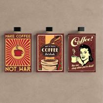 Kit 3 Quadro Decorativo Café Cafeteria Cozinha Vintage Retro