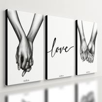 Kit 3 Quadro Decorativo Casal Namorados Amor Quarto Premium 40x28cm