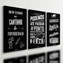 Kit 3 Quadro Decorativo Churrasco Área De Churrasqueira 28x20cm