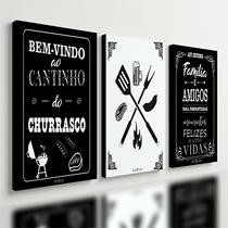 Kit 3 Quadro Decorativo Churrasco Área Gourmet Carne Preto Kit 3 Quadro Decorativo Churrasco Área Gourmet Carne Preto